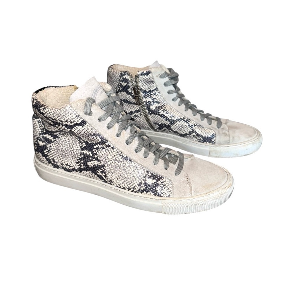 P448 High-Top Sneakers Python Embossed Leather Zip Shearling Lined EU 39